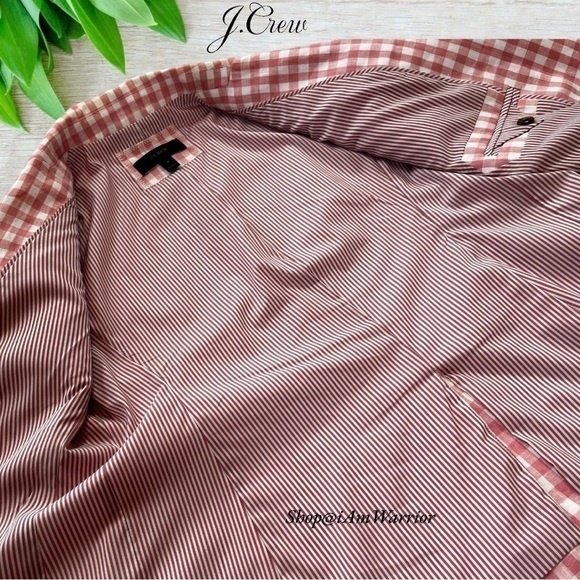 J.Crew cotton candy pink gingham one button linen blazer *shop@iamwarrior - Picture 13 of 16